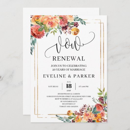 Modern Boho Fall Marigold verspricht Einladung zur (Vorne/Hinten)