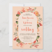 Modern Boho fall terracotta blush floral wedding Einladung (Vorderseite)