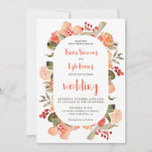 Modern Boho fall terracotta floral script wedding Einladung (Vorderseite)