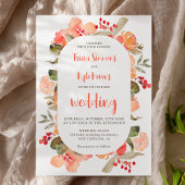 Modern Boho fall terracotta floral script wedding Einladung