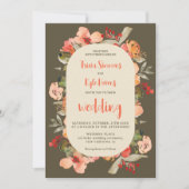 Modern Boho fall terracotta green floral wedding Einladung (Vorderseite)