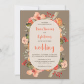 Modern Boho fall terracotta khaki floral wedding Einladung (Vorderseite)