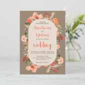 Modern Boho fall terracotta khaki floral wedding Einladung (Stehend Vorderseite)