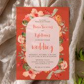 Modern Boho fall terracotta script floral wedding Einladung