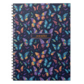 Modern Boho farbenfrohe Schmetterlinge Muster Name Notizblock (Vorderseite)