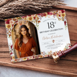Modern Boho Floral 18. Geburtstagsparty Foto Einladung