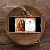Modern Boho Floral 21. Geburtstag Foto Einladung