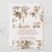 Modern Boho Floral Arch Frohe Weihnachten 1 Foto Einladung (Rückseite)