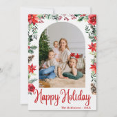 Modern Boho Floral Arch Frohe Weihnachten 1 Foto Einladung (Vorderseite)