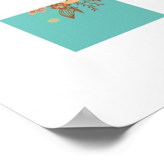 Modern Boho Floral Blue Poster (Ecke)