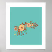 Modern Boho Floral Blue Poster (Vorne)