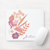 Modern Boho Floral Bouquet Illustration Name Mousepad (Mit Mouse)
