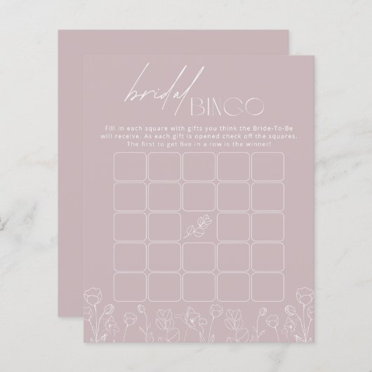Modern Boho Floral Brautparty Bingo Game (Vorne/Hinten)