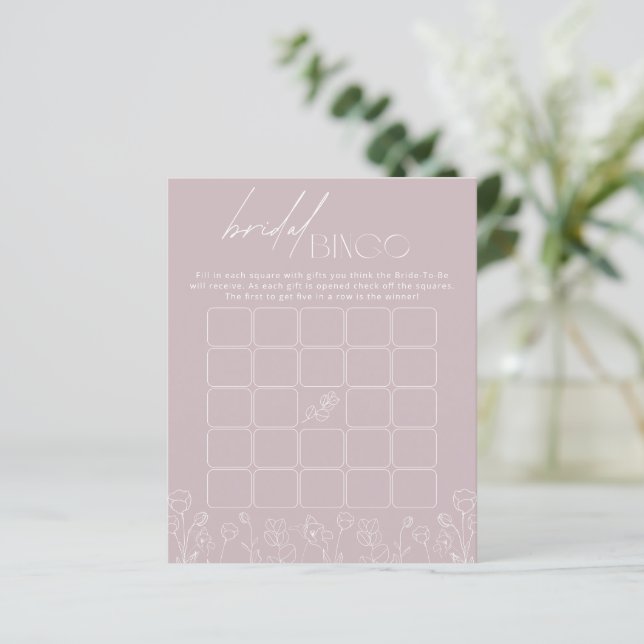 Modern Boho Floral Brautparty Bingo Game (Stehend Vorderseite)
