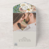 Modern Boho Floral Dusty Blue Wedding All In One Einladung (Außenbereich)