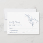 Modern Boho Floral Dusty Blue Wedding RSVP Card Karte (Vorderseite)