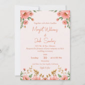 Modern Boho floral Dusty Peach Ivory Wedding Einladung (Vorderseite)
