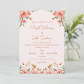 Modern Boho floral Dusty Peach Ivory Wedding Einladung (Stehend Vorderseite)