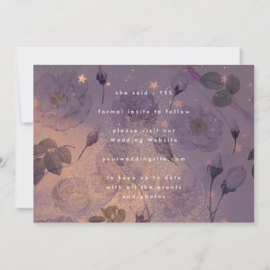 Modern Boho Floral Fantasy Light Purple Save The Date (Rückseite)
