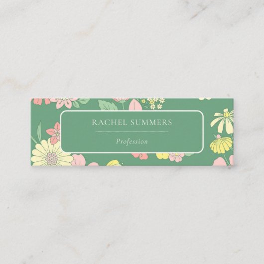 Modern Boho floral farbig Mini Visitenkarte (Vorderseite)