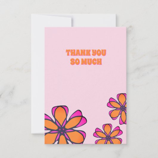 Modern Boho Floral Flat Danke Karte (Vorderseite)