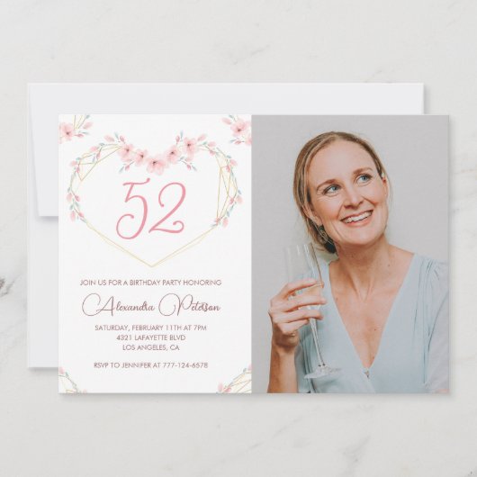 Modern Boho Floral Foto 52. Einladung (Vorderseite)