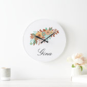 Modern Boho Floral Große Wanduhr (Zuhause)