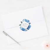 Modern Boho Floral Indigo Abstrakt Runder Aufkleber (Umschlag)