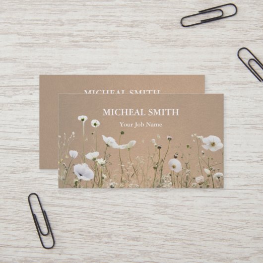 Modern Boho Floral Kraft Visitenkarte (Vorderseite/Rückseite Beispiel)