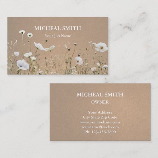 Modern Boho Floral Kraft Visitenkarte (Vorne/Hinten)