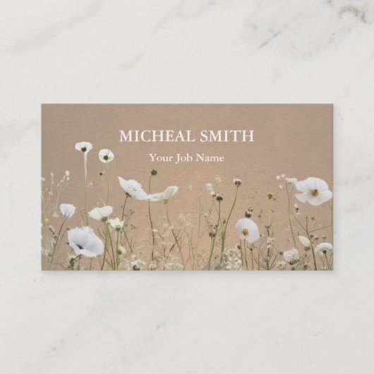 Modern Boho Floral Kraft Visitenkarte (Vorderseite)