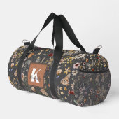 Modern Boho Floral Monogram Name Duffle Bag (Rechte Ecke)