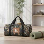 Modern Boho Floral Monogram Name Duffle Bag