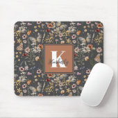 Modern Boho Floral Monogram Name Mousepad (Mit Mouse)