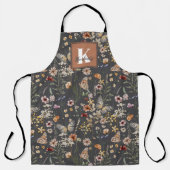 Modern Boho Floral Monogram Name Schürze (Vorderseite)
