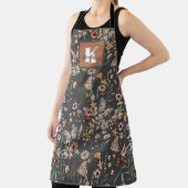 Modern Boho Floral Monogram Name Schürze (InSitu)