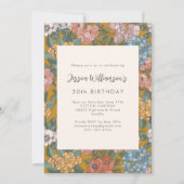 Modern Boho Floral Mustard Yellow Birthday Party Einladung (Vorderseite)