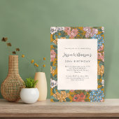 Modern Boho Floral Mustard Yellow Birthday Party Einladung