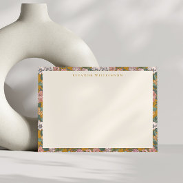 Modern Boho Floral Mustard Yellow Personalisiert Mitteilungskarte