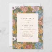 Modern Boho Floral Mustard Yellow Wedding Einladung (Vorderseite)