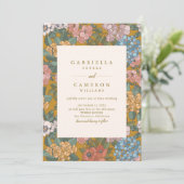 Modern Boho Floral Mustard Yellow Wedding Einladung (Stehend Vorderseite)