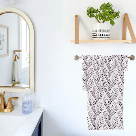 Modern Boho Floral Pattern Plum White Badhandtuch Set