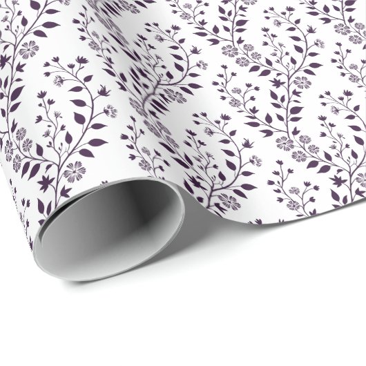 Modern Boho Floral Pattern Plum White Geschenkpapier (Rolleneckpunkt)