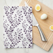 Modern Boho Floral Pattern Plum White Geschirrtuch (Viertel Falte)