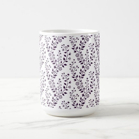 Modern Boho Floral Pattern Plum White Kaffeetasse (Mittel)