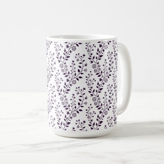 Modern Boho Floral Pattern Plum White Kaffeetasse (VorderseiteRechts)