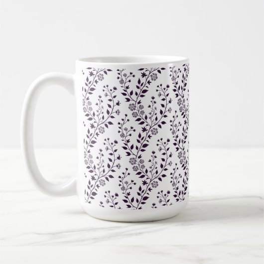 Modern Boho Floral Pattern Plum White Kaffeetasse (Links)