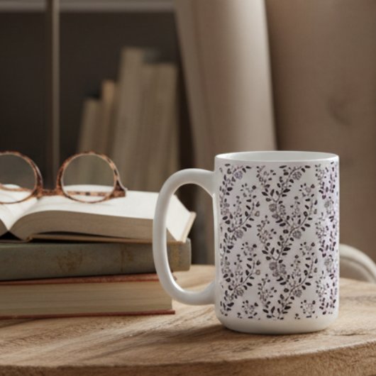 Modern Boho Floral Pattern Plum White Kaffeetasse
