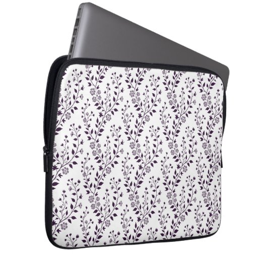 Modern Boho Floral Pattern Plum White Laptopschutzhülle (Vorne Rechts)