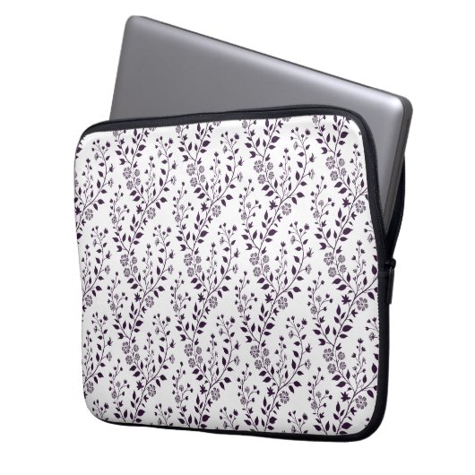 Modern Boho Floral Pattern Plum White Laptopschutzhülle (Vorderseite Links)